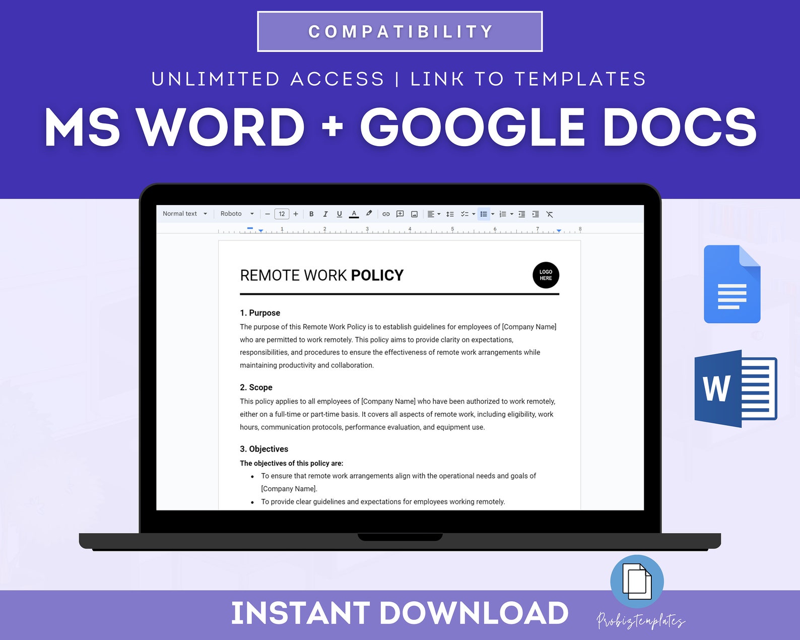 Remote Work Policy Template, Employee Remote Work Policy, Work From ...