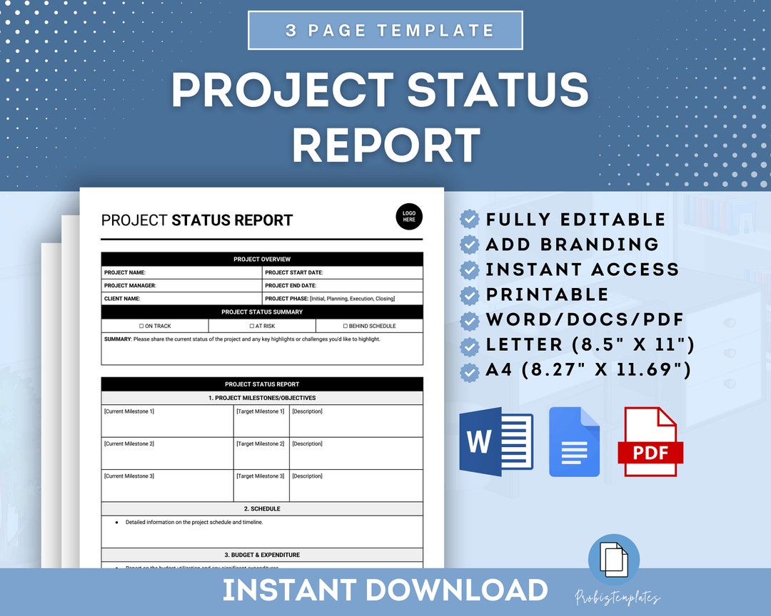 Project Status Report Template, Project Progress Report, Project ...