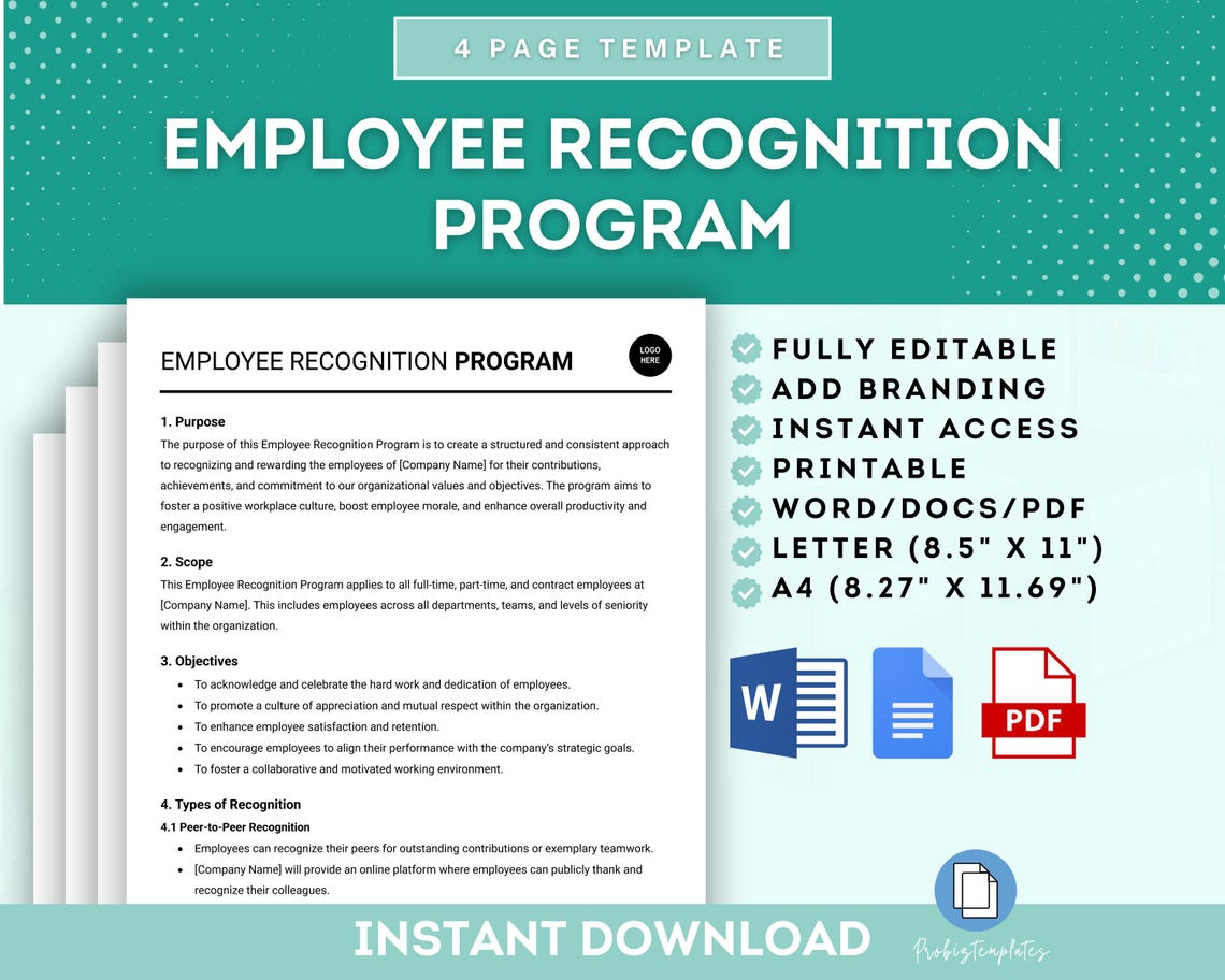 Employee Recognition Program Template, Employee Appreciation Program ...