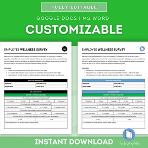 Employee Wellness Survey Template, Workplace Well-being Survey, Staff ...