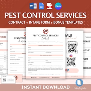Pest Control Services Contract Bundle, Exterminator Agreement Template, Pest Treatment Contract, Facility Service Contract, Client Intake
