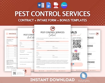 Pest Control Services Contract Bundle, Exterminator Agreement Template, Pest Treatment Contract, Facility Service Contract, Client Intake