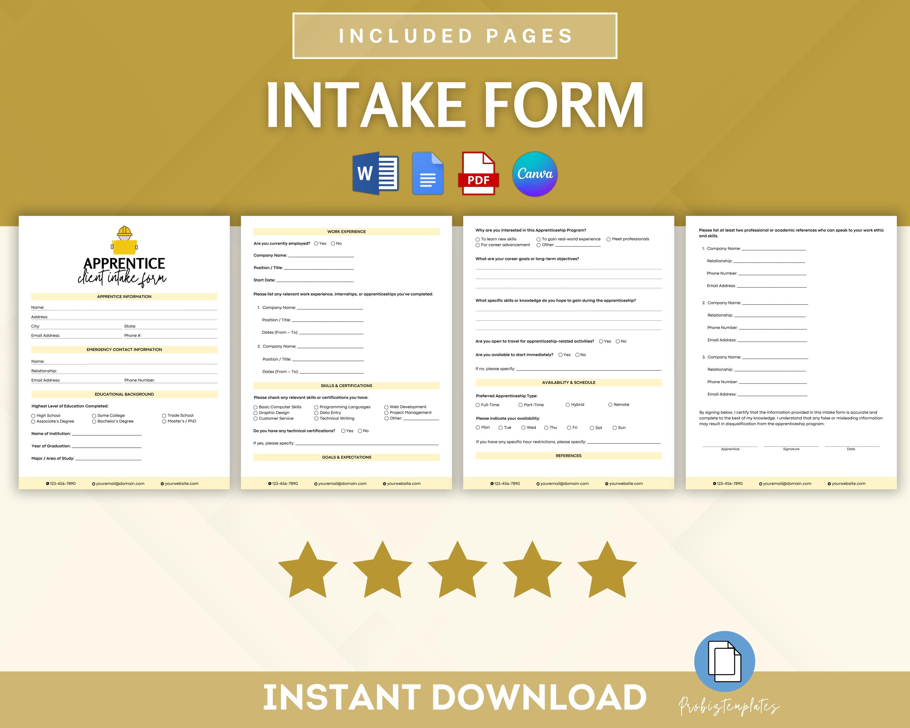 Apprentice Contract Bundle, Apprenticeship Agreement Template ...
