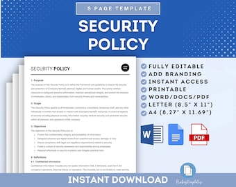 Vorlage für Sicherheitsrichtlinien, Richtlinien für die Sicherheit des Unternehmens, Richtlinien für die Sicherheit am Arbeitsplatz, Regeln für die Informationssicherheit, Vorlage für Sicherheitsverfahren
