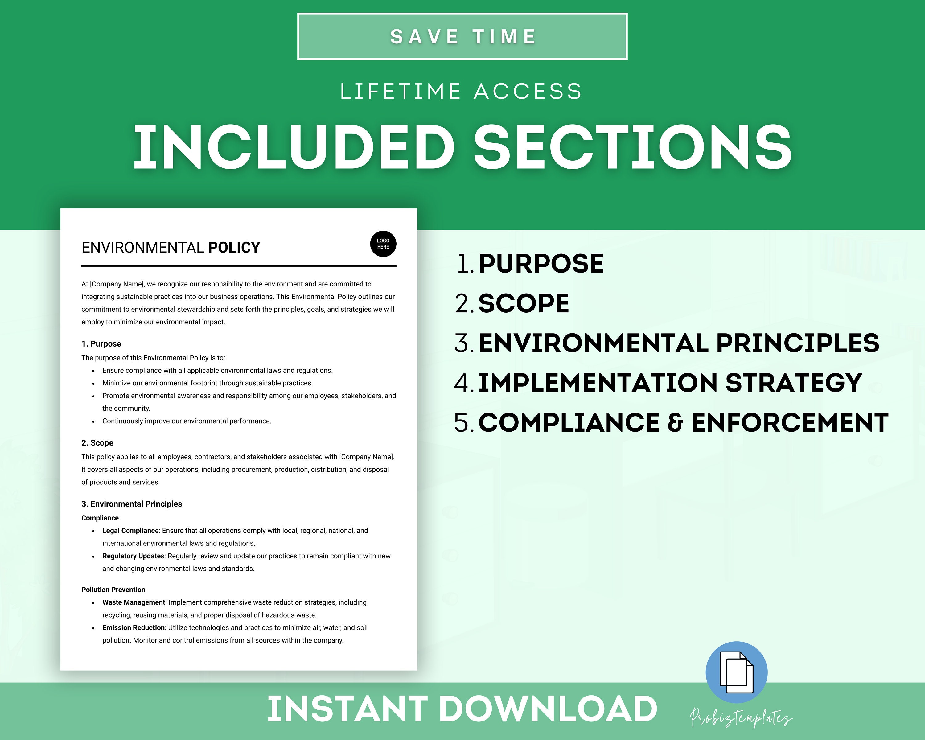 Environmental Policy Template, Company Environmental Responsibility