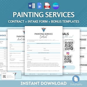 Painting Service Contract Bundle, Painter Agreement Template, Residential Painting Contract, Home Painting Contract, Client Intake Form