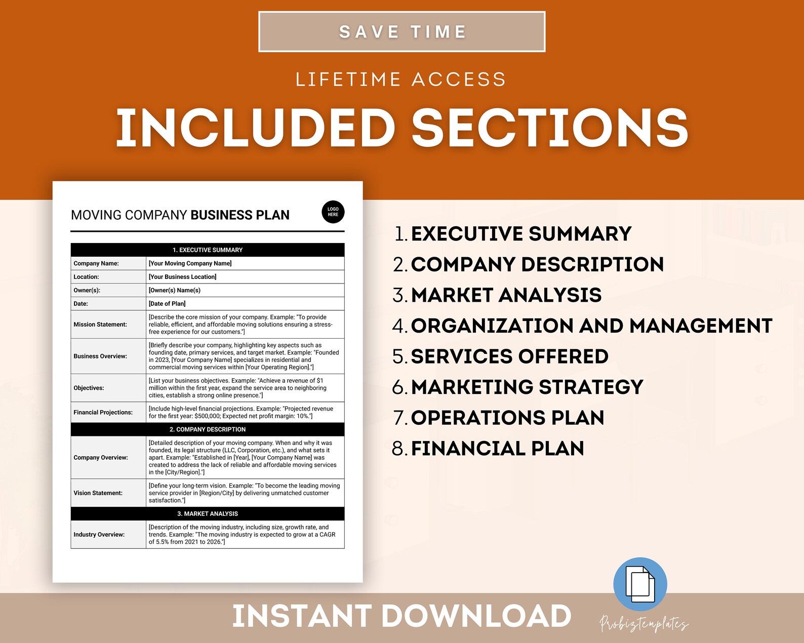 Moving Company Business Plan Template, Relocation Services Business ...
