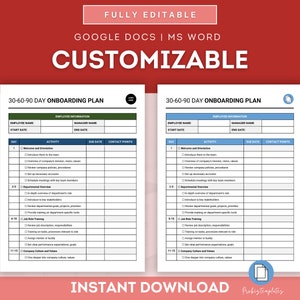 Employee 30 60 90 Day Onboarding Plan Checklist Template, New Hire ...