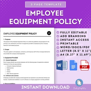Employee Equipment Policy, Employee Office Equipment Policy, Employee Software & Licenses Policy, Human Resources New Hire Onboarding Policy