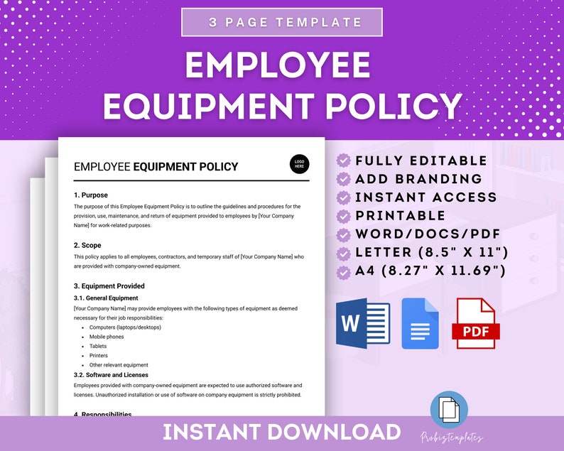 Employee Equipment Policy, Employee Office Equipment Policy, Employee Software & Licenses Policy, Human Resources New Hire Onboarding Policy image 1