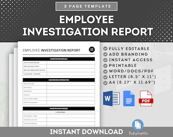 Employee Investigation Report Template, Incident Report Form, HR Policy Forms, Employment Law Forms, Employee Relations Investigation