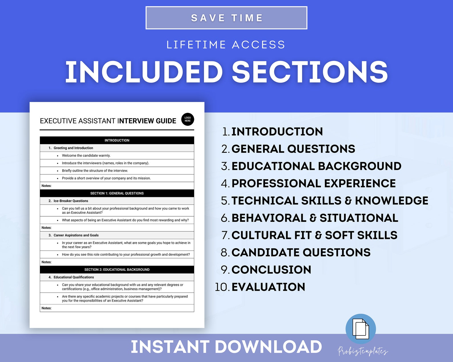 Executive Assistant Interview Guide Template, Executive Assistant ...