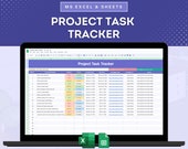 Project Task Tracker Spreadsheet, Project Management Tool, Project Action Tracker, Task Management Hub, Project Task Manager, Activity Log