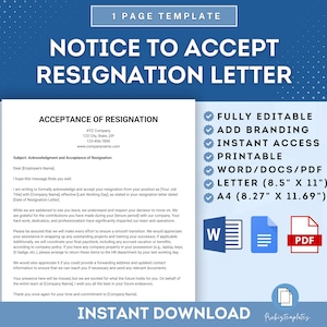 Aviso para aceitar carta de demissão, carta de aceitação de demissão, confirmação de demissão de funcionário, aceitação de aviso de demissão