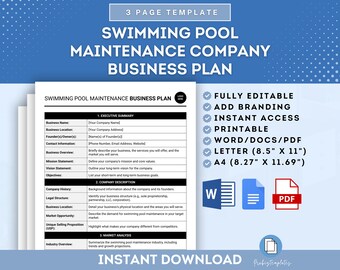 Swimming Pool Maintenance Company Business Plan, Pool Services Strategy, Pool Maintenance Business Plan, Pool Maintenance Startup Guide