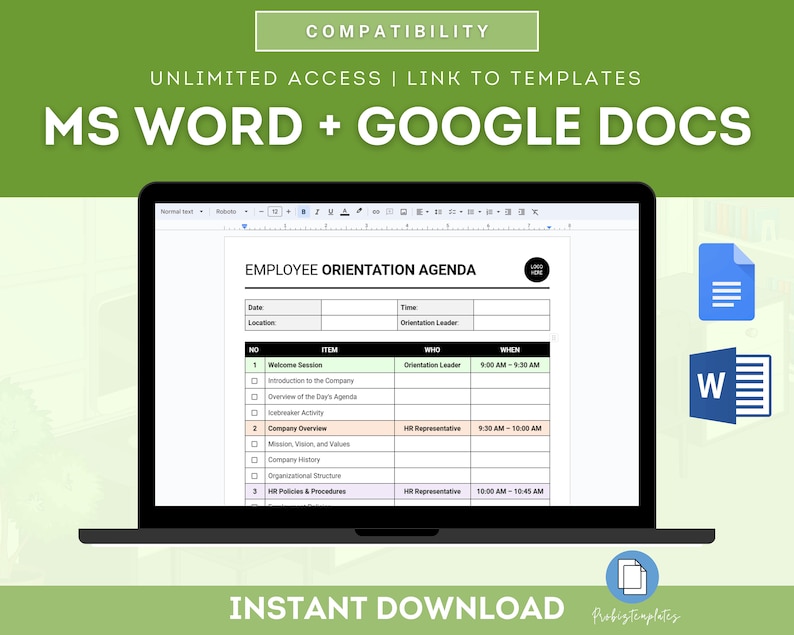 Employee Orientation Agenda Template, New Hire Onboarding Schedule ...