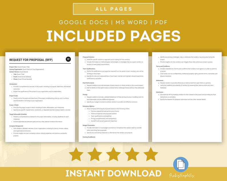 Request for Proposal Template, RFP, Proposal Solicitation Template, Bid ...