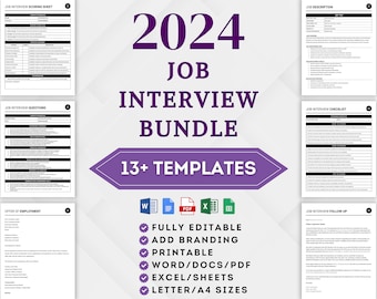 Job Interview Bundle, Employee Interview Bundle, Interviewer Bundle, Interview Questions & Scoring Sheet, Job Offer Letter, HR Forms Bundle
