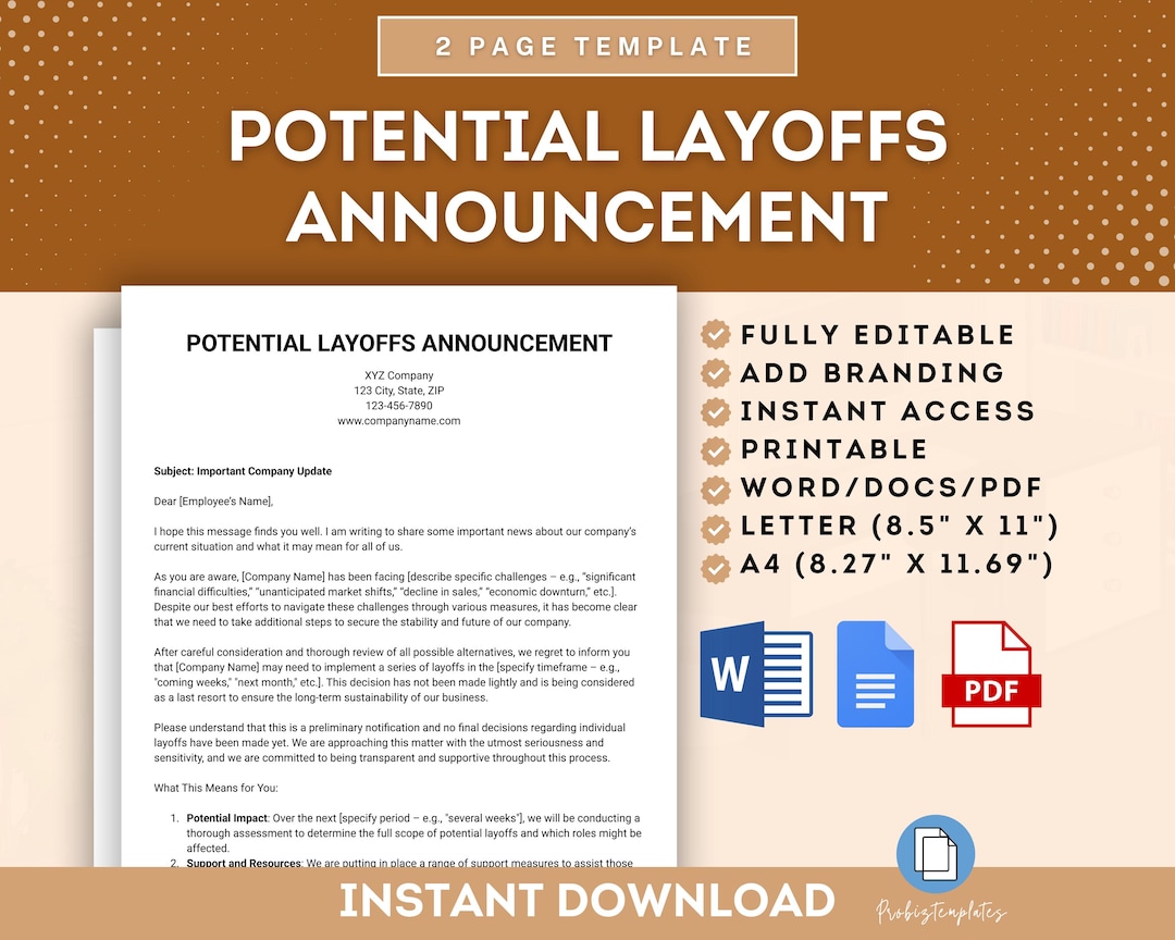 Potential Layoffs Announcement, Employee Layoffs Notice, Layoff ...