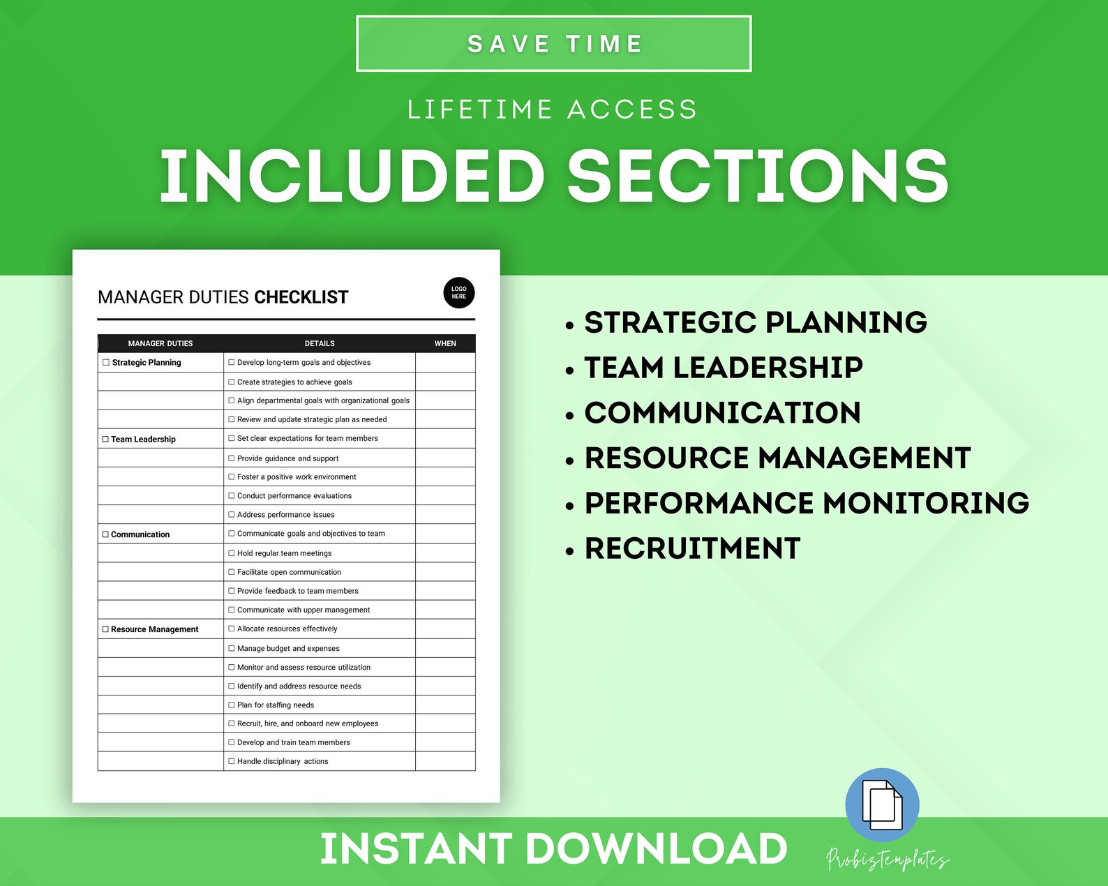 Manager Duties Checklist, Supervisor Duties Checklist, Manager ...