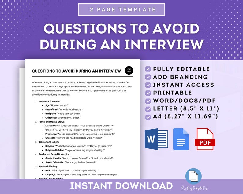 Questions to Avoid During an Interview, Inappropriate Interview ...