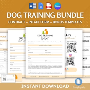 Dog Training Contract Bundle, Pet Training Agreement Form, Dog Trainer Contract, Puppy Training Contract, Dog Trainer Client Intake Forms