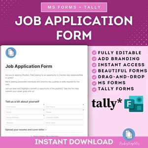 求人応募オンラインフォーム、編集可能な求人応募フォーム、求人応募 MS フォーム / Tally、新規候補者応募フォーム