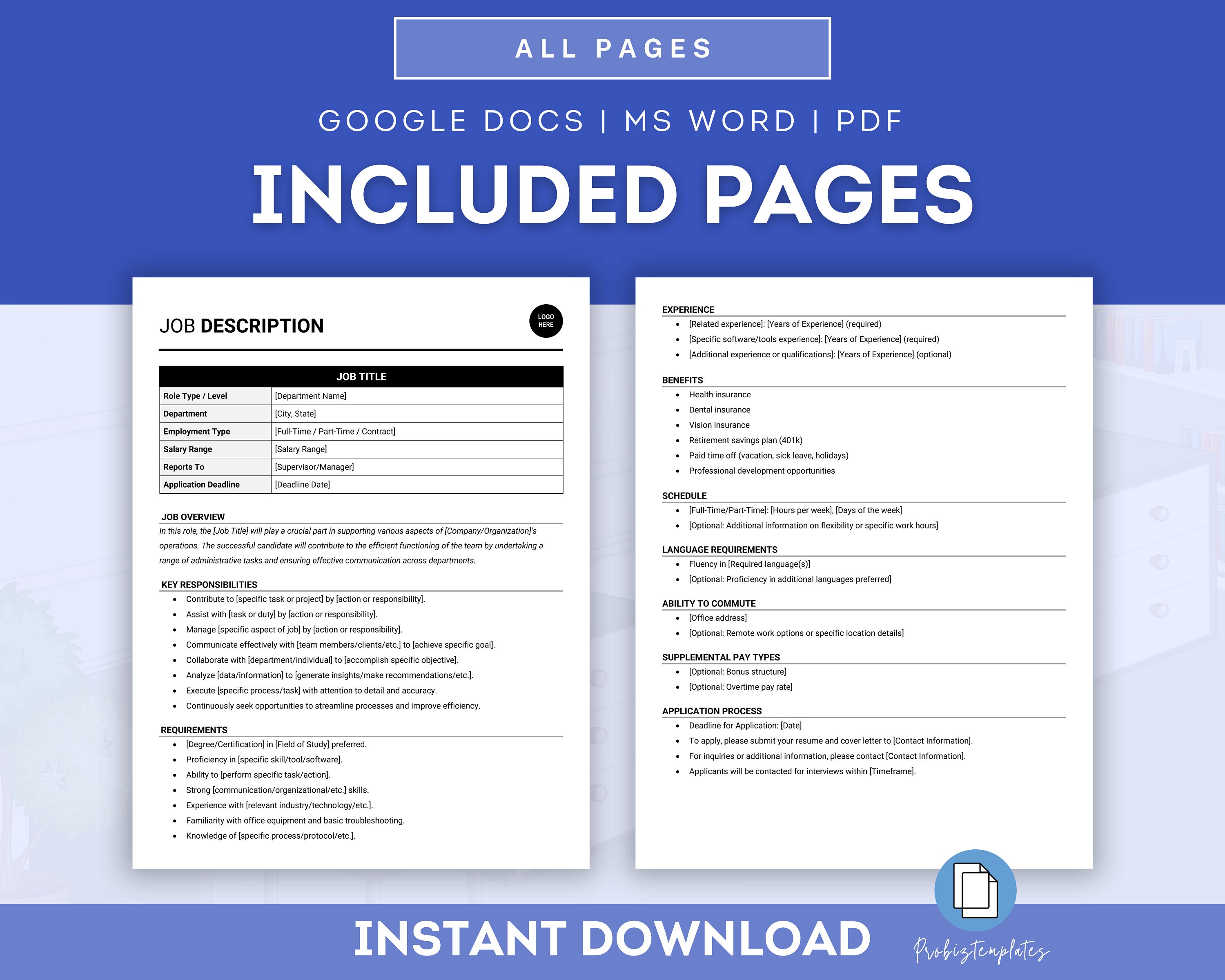Job Description Template, General Job Description, Position Description ...