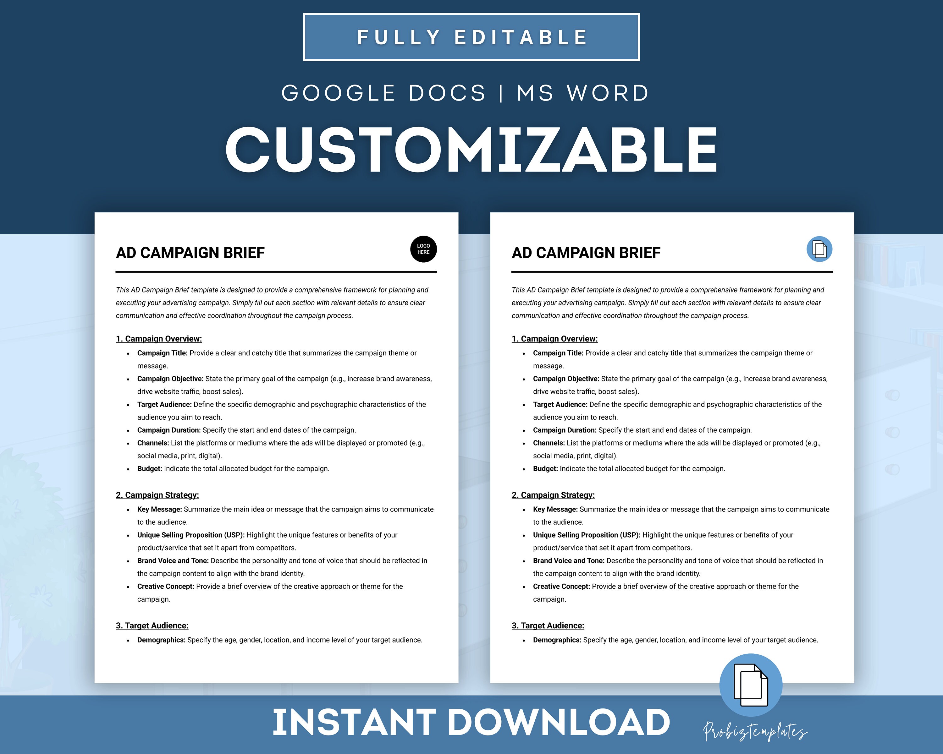 Ad Campaign Brief Template, Marketing Campaign Blueprint, Promotional ...