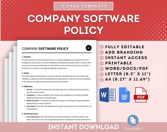 Company Software Policy, Business Software Usage Guidelines, Corporate Software Policy, Software Compliance Policy, Company IT Policy