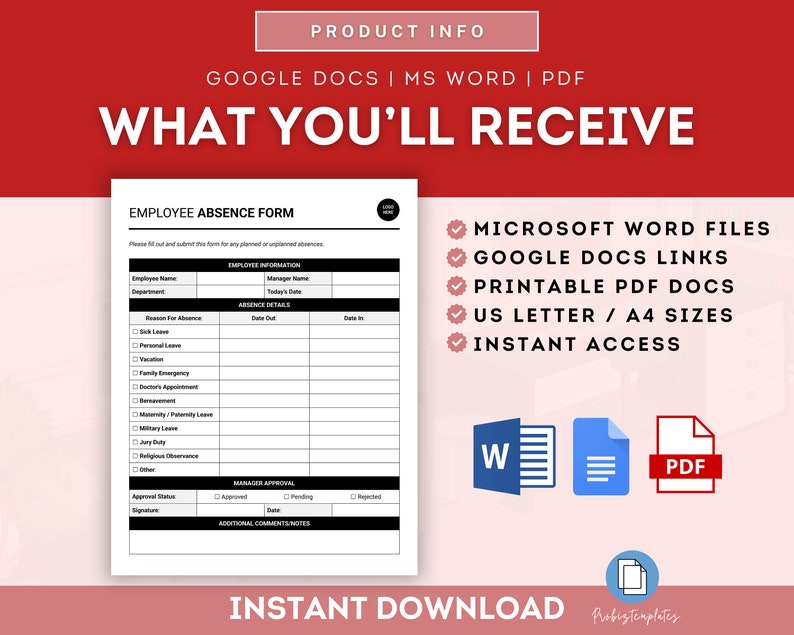 Employee Absence Form Template.pdf Employee Absence Form Template, Attendance Record Form, Leave Request ...