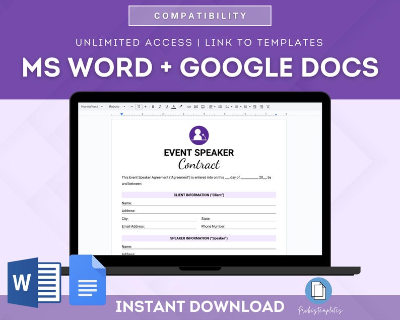 Event Speaker Contract Bundle, Event Speaking Agreement, Guest Speaker ...