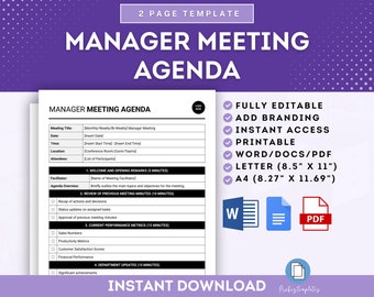 Manager Meeting Agenda, Meeting Agenda Template, Leadership Meeting Agenda, Management Meeting Outline, Managerial Meeting Schedule Template