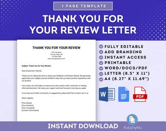 Bedankt voor je beoordelingsbrief, waardering klantrecensie, bedankbriefje voor recensie, antwoord klantfeedback, bedankt voor feedback