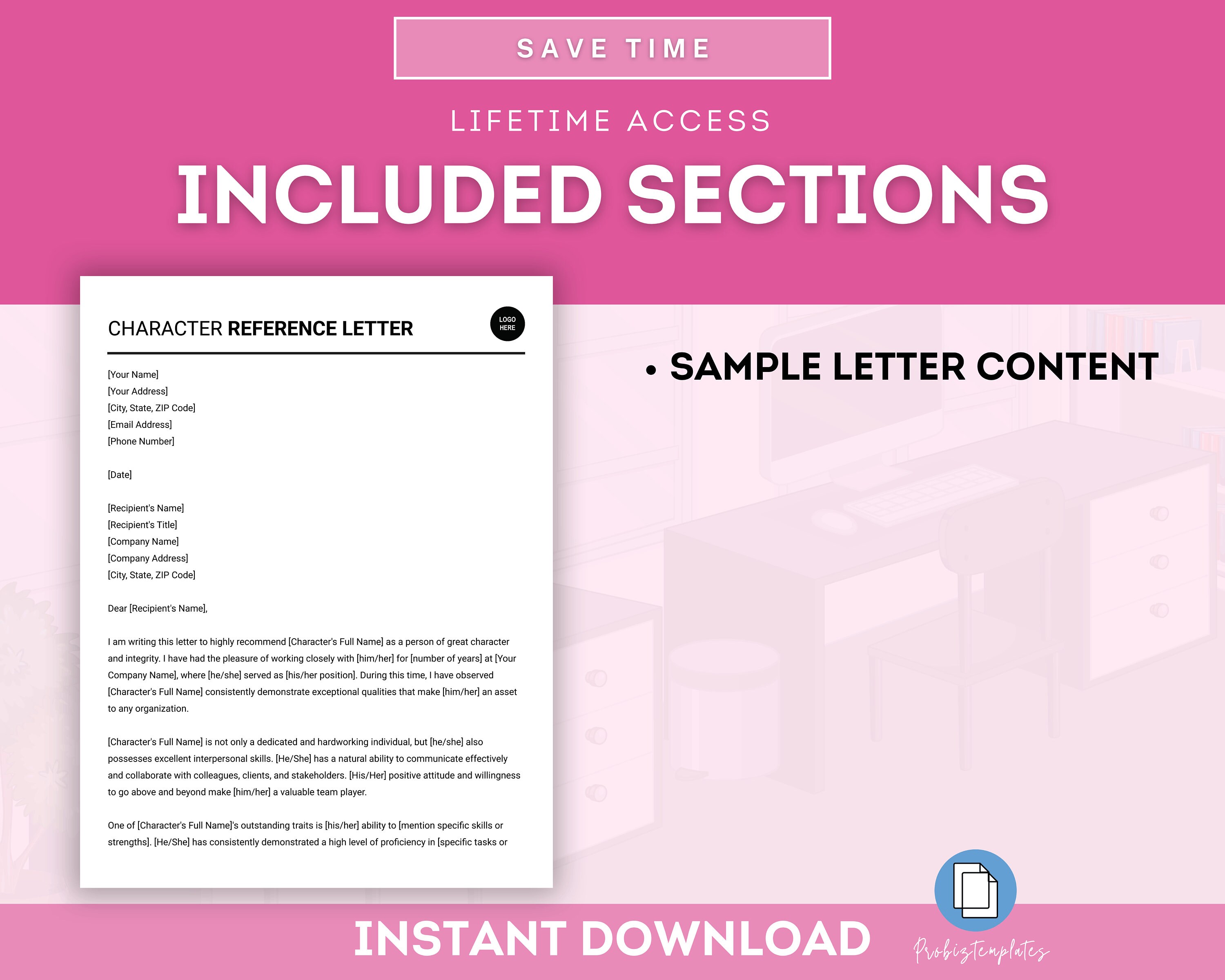Character Reference Letter Template, Professional Character Reference ...