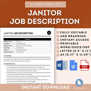 Janitor Job Description Template, Custodian Duties Template, Building ...