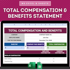Total Compensation And Benefits Statement Template, Employee Compensation And Benefits Summary, Employee Total Compensation Statement