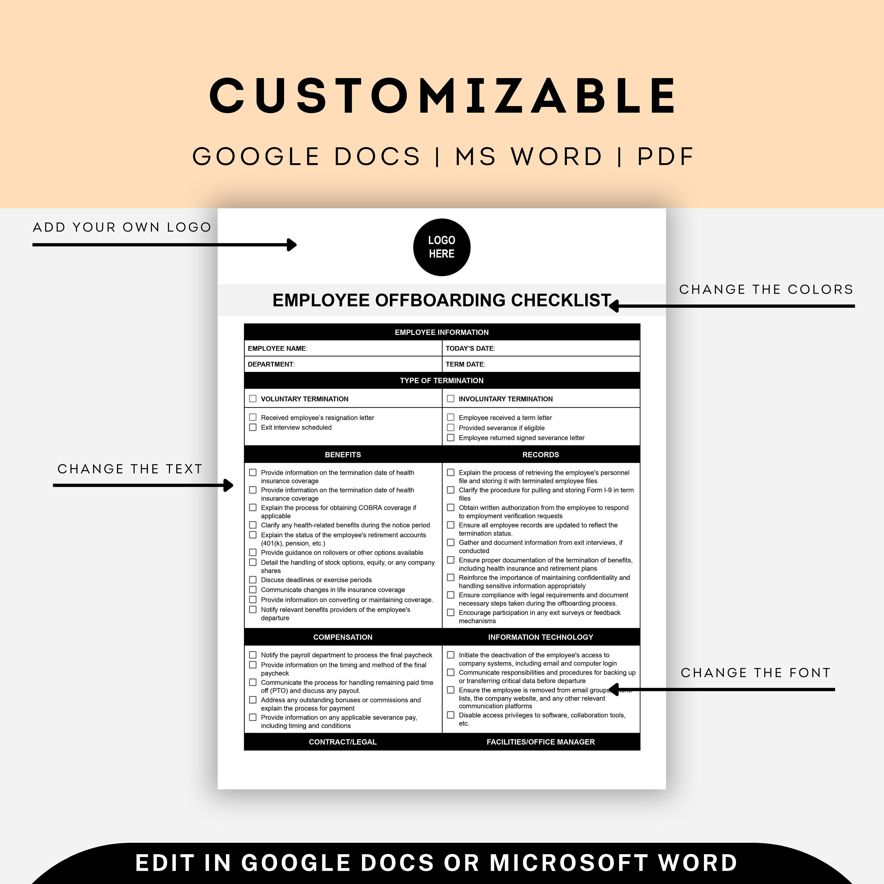 Employee Offboarding Checklist Template Employee Exit Etsy Employee Offboarding Checklist Template Employee Exit Etsy