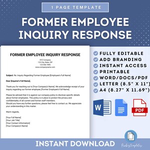 Antwort auf Anfrage zur Verweigerung von Anfragen für ehemalige Mitarbeiter, Bestätigungsschreiben für Ex-Angestellte, Antwort auf Beschäftigungsanfrage, Antwort auf Informationen über ehemalige Mitarbeiter
