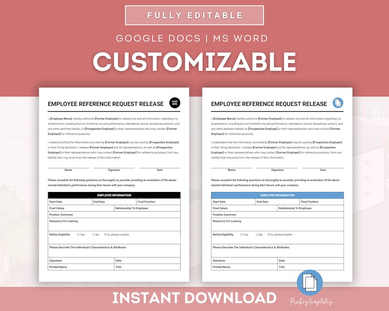 Employee Reference Request Release Form Template, Employee ...