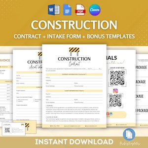 Bauvertrags-Bundle, Vertragsformulare, Bauleistungsvertrag, Baukundenformulare, Bau Business Kit