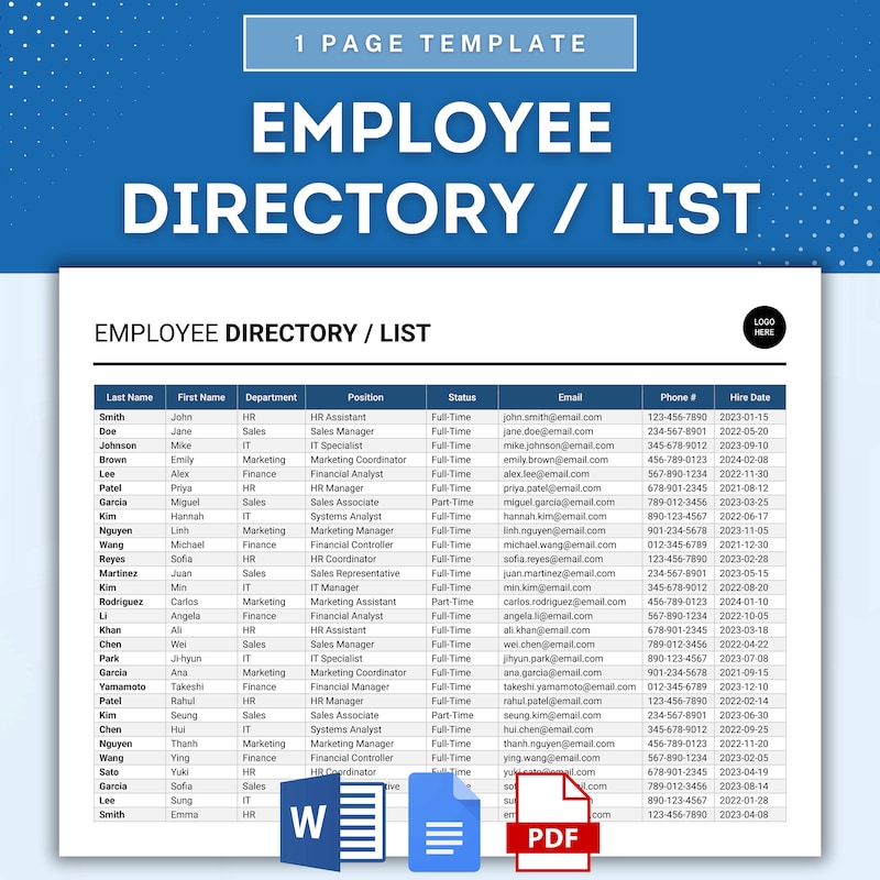 Employee Contact List Template - Etsy