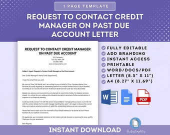 Request to Contact Credit Manager on Past Due Account Letter, Past Due Account Credit Manager Contact Request, Overdue Account Letter