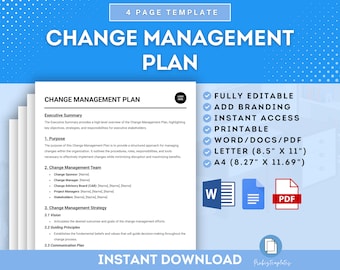 Change Management Plan Template, Organizational Change Strategy, Transition Management Framework, Change Implementation Blueprint Template