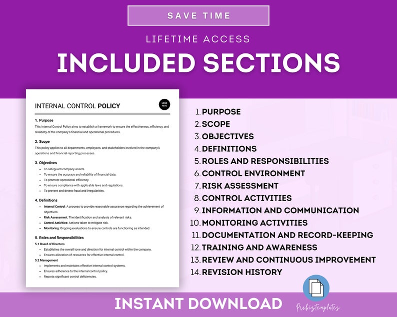 Internal Control Policy Template, Company Internal Controls, Internal ...