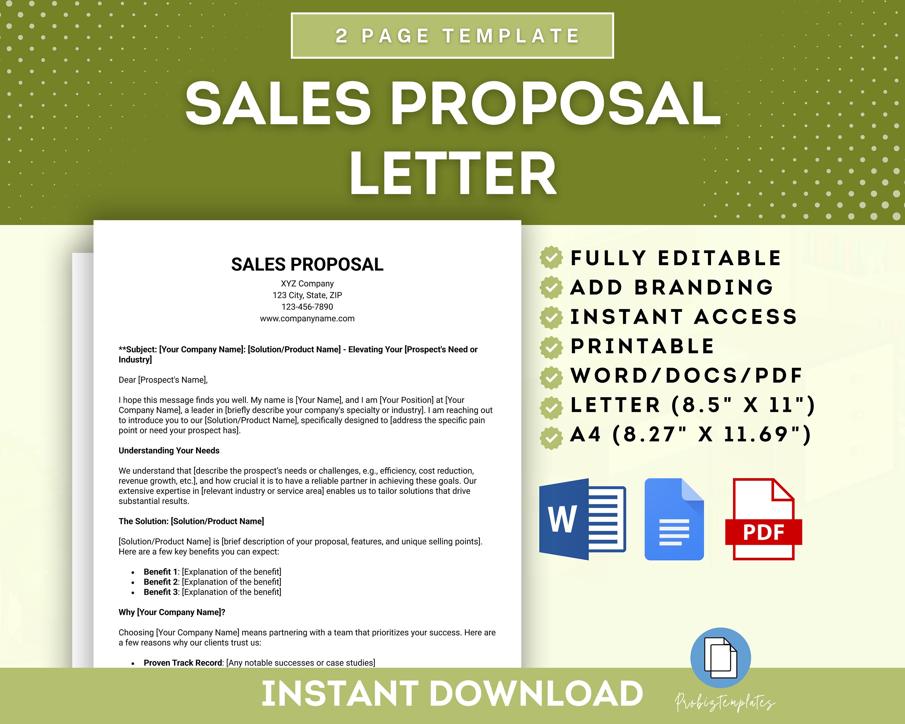 Sales Proposal Letter Template, Sales Pitch Letter, Sales Proposal Template,  Sales Offer Letter, Business Proposal Letter Template - Etsy, image size:3000x2400