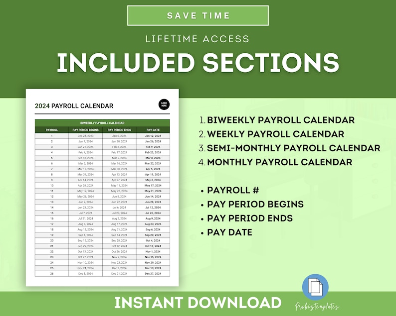 2024 Payroll Calendar, Biweekly, Weekly, Semi-monthly, Monthly Payroll ...