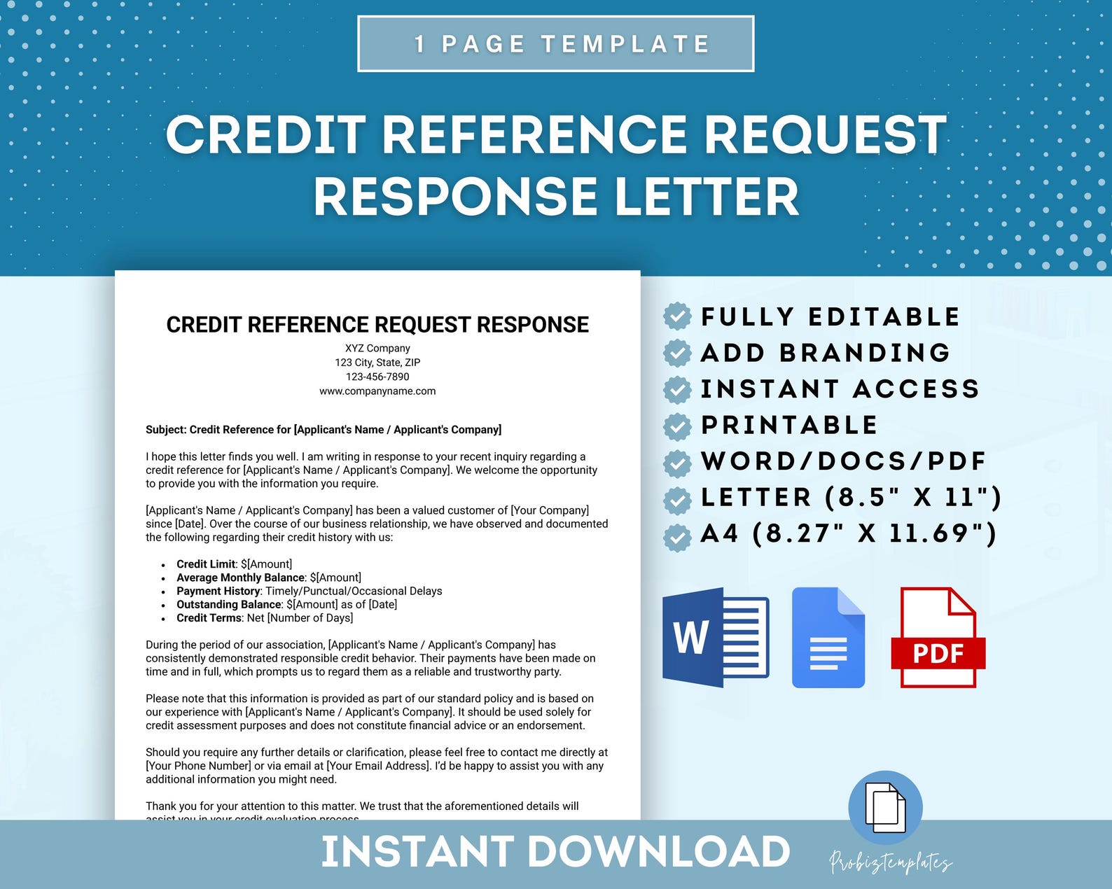 Credit Reference Request Response Letter Template, Credit Reference ...
