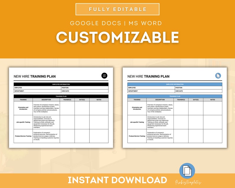 New Hire Training Plan, Employee Orientation Guide, Employee Onboarding Program, New Team Member Training Outline, Training Schedule Plan image 3