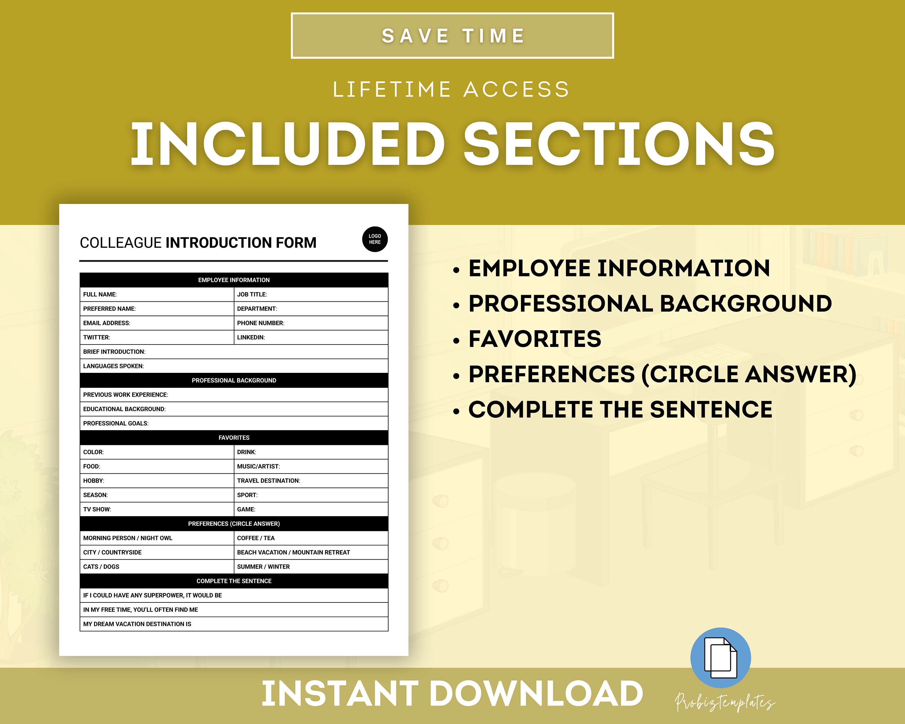 Colleague Introduction Form, Team Member Introduction, Co-worker ...